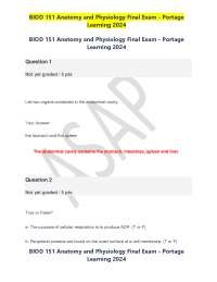 BIOD 151 Anatomy and Physiology Final Exam - Portage Learning 2024