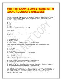 FIN 435 EXAM 2 QUESTIONS WITH 100% ACCURATE ANSWERS