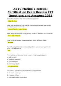 ABYC Marine Electrical Certification Exam Review 272 Questions and Answers 2025
