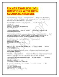 FIN 435 EXAM (CH. 1-3) QUESTIONS WITH 100% ACCURATE ANSWERS