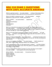 NSG 316 EXAM 1 QUESTIONS WITH 100% ACCURATE ANSWERS