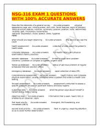 NSG-316 EXAM 1 QUESTIONS WITH 100% ACCURATE ANSWERS