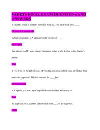Virginia Driving Exam Questions and Answers: Comprehensive Study Guide