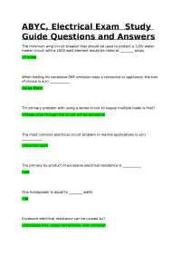 ABYC, Electrical Exam Study Guide Questions and Answers