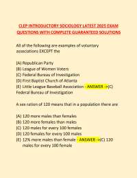CLEP Introductory Sociology Exam: Questions and Solutions 2025