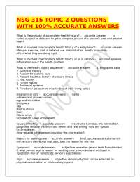 NSG 316 TOPIC 2 QUESTIONS WITH 100% ACCURATE ANSWERS