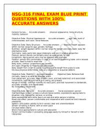 NSG-316 FINAL EXAM BLUE PRINT QUESTIONS WITH 100% ACCURATE ANSWERS