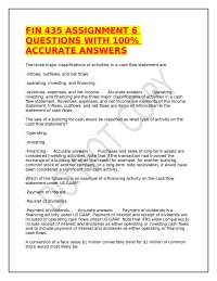 FIN 435 ASSIGNMENT 6 QUESTIONS WITH 100% ACCURATE ANSWERS