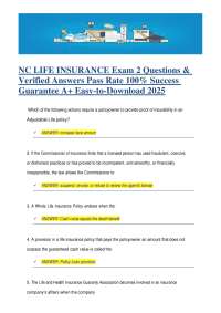 NC Life Insurance Exam Prep: Questions & Verified Answers 2025