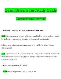 Guam Driver's Test Study Guide tested questions (latest 2025 / 2026) with verified answers