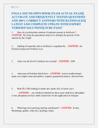 FNGLA South Open Book Exam: Questions and Answers for Florida Fertilizer and Pest Control