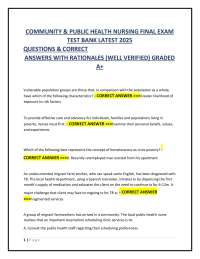 Community & Public Health Nursing Exam: Test Bank 2025