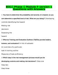 BOLC Phase 1 Module F version 1 Questions with Answers