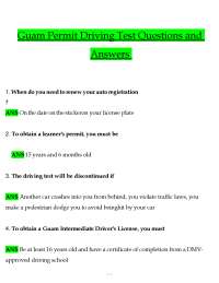 Guam Permit Driving Test tested questions (latest 2025 / 2026) with verified answers