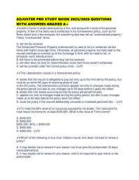 ADJUSTER PRO STUDY GUIDE 2025/2026 QUESTIONS WITH ANSWERS GRADED A+
