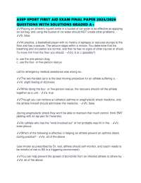 ASEP SPORT FIRST AID EXAM FINAL PAPER 2025/2026 QUESTIONS WITH SOLUTIONS GRADED A+