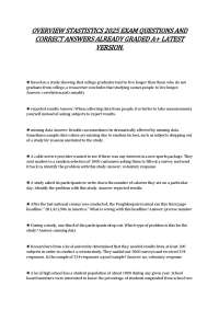 OVERVIEW STASTISTICS 2025 EXAM QUESTIONS AND CORRECT ANSWERS ALREADY GRADED A+ LATEST VERS