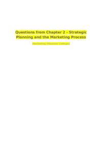 Questions from Chapter 2 - Strategic Planning and the Marketing Process Marketing (Monroe