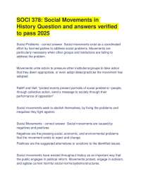 SOCI 378: Social Movements in History Question and answers verified to pass 2025