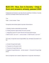 BUS 378 - Bus, Gov & Society - Chap 3 Quiz and answers already passed 2025