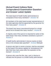 [Actual Exam] Indiana State Jurisprudence Examination Question and Answer Latest Update