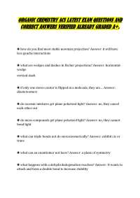 ORGANIC CHEMISTRY ACS LATEST EXAM QUESTIONS AND CORRECT ANSWERS VERIFIED ALREADY GRADED A+