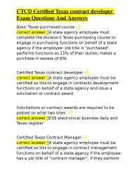 CTCD Certified Texas contract developer Exam Questions And Answers