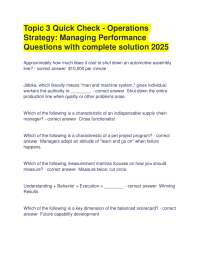 Topic 3 Quick Check - Operations Strategy: Managing Performance Questions with complete so