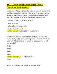 ACCT 201A Final Exam Study Guide Questions And Answers
