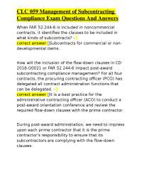 CLC 059 Management of Subcontracting Compliance Exam Questions And Answers