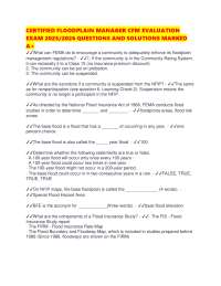 CERTIFIED FLOODPLAIN MANAGER CFM EVALUATION EXAM 2025/2026 QUESTIONS AND SOLUTIONS MARKED