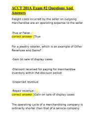 ACCT 201A Exam #2 Questions And Answers