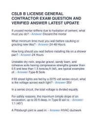 CSLB B LICENSE GENERAL CONTRACTOR EXAM QUESTION AND VERIFIED ANSWER LATEST UPDATE