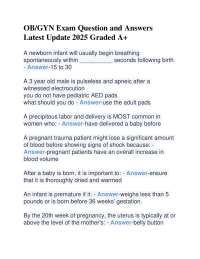 OB/GYN Exam Question and Answers Latest Update 2025 Graded A+