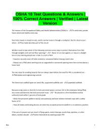 OSHA 10 Test Questions & Answers 2025/2026 | 100% Correct | Verified