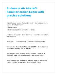 Endeavor Air Aircraft Familiarization Exam with precise detailed solutions