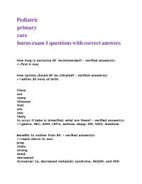 Pediatric Primary Care: Breastfeeding Q&A for Exams