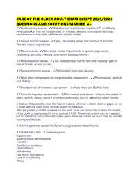 CARE OF THE OLDER ADULT EXAM SCRIPT 2025/2026 QUESTIONS AND SOLUTIONS MARKED A+