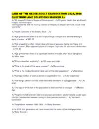 CARE OF THE OLDER ADULT EXAMINATION 2025/2026 QUESTIONS AND SOLUTIONS MARKED A+