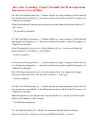 Intro. Inter. Accounting. Chapter 1 Graded Final Review Questions And Answers Latest Editi