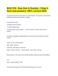 BUS 378 - Bus Gov & Society - Chap 4 Quiz and answers 100% correct 2025
