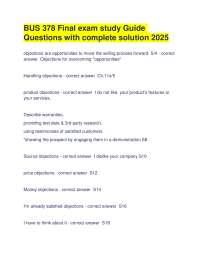 BUS 378 Final exam study Guide Questions with complete solution 2025