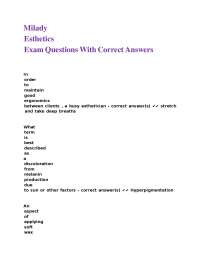 Esthetics Exam Questions with Correct Answers