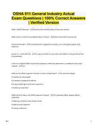 OSHA 511 General Industry Exam (2025/2026) | Verified Answers | 100% Correct