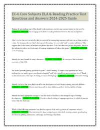 EC-6 Core Subjects ELA & Reading Practice Test Questions and Answers 2024-2025 Guide