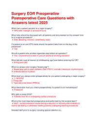 Surgery EOR Preoperative Postoperative Care Questions with Answers latest 2025