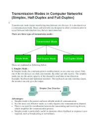 Transmission Modes and Network Topologies in Computer Networks