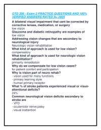 Vision Rehabilitation Exam Practice Questions and Answers