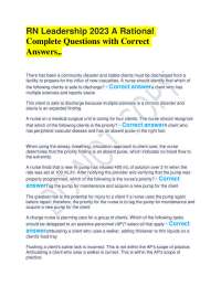 RN Leadership 2023 A Rational Complete Questions with Correct Answers,.