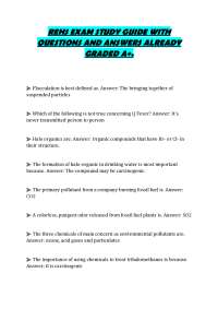 REHS EXAM STUDY GUIDE WITH QUESTIONS AND ANSWERS ALREADY GRADED A+.